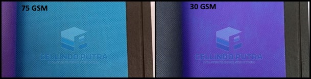 bahan non woven biru dan violet